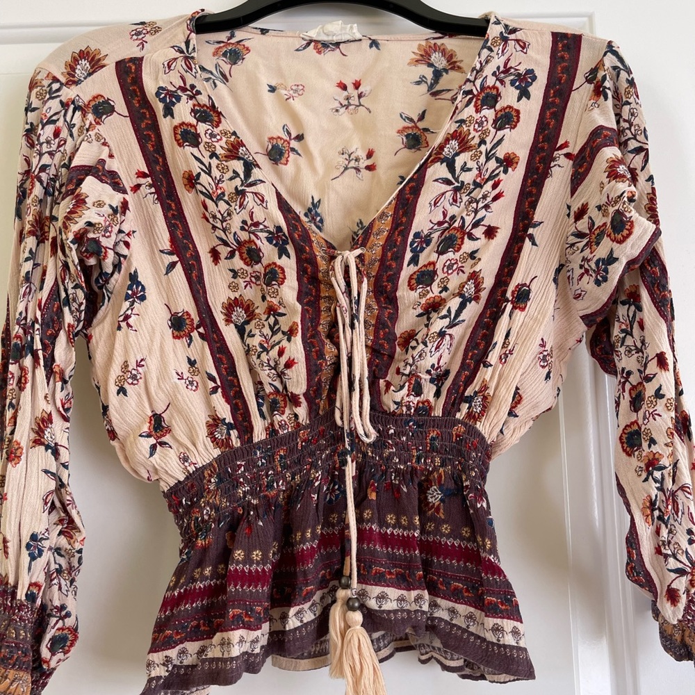 Romantic Gypsy Cropped Floral Blouse